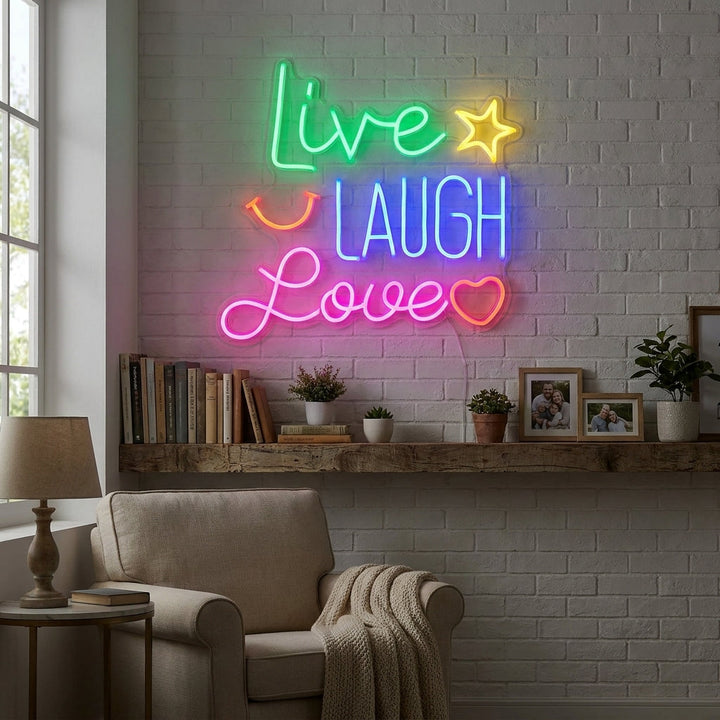 "Live Laugh Love" Neonschrift