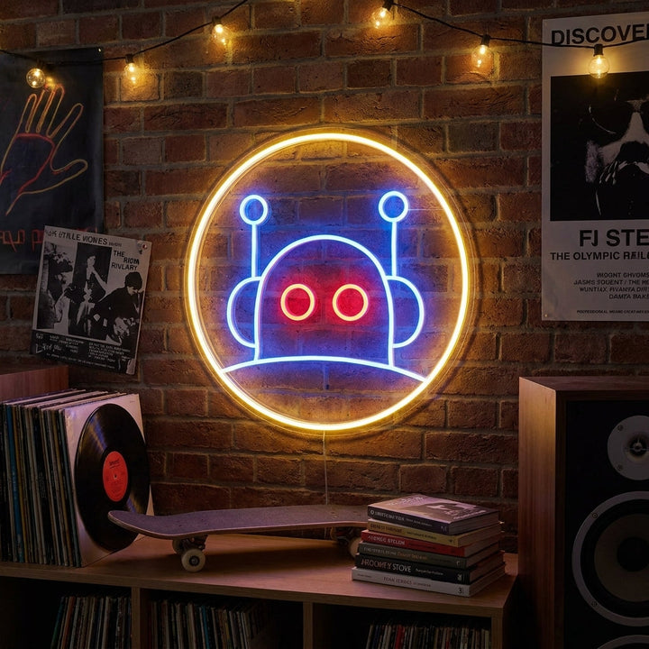 "Roboter Schwein" Neonschrift
