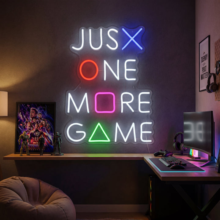 "Just One More Game, Gaming-Dekor" Neonschrift