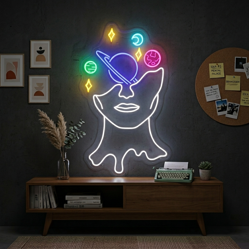 "Galaxy Brain" Neonschrift