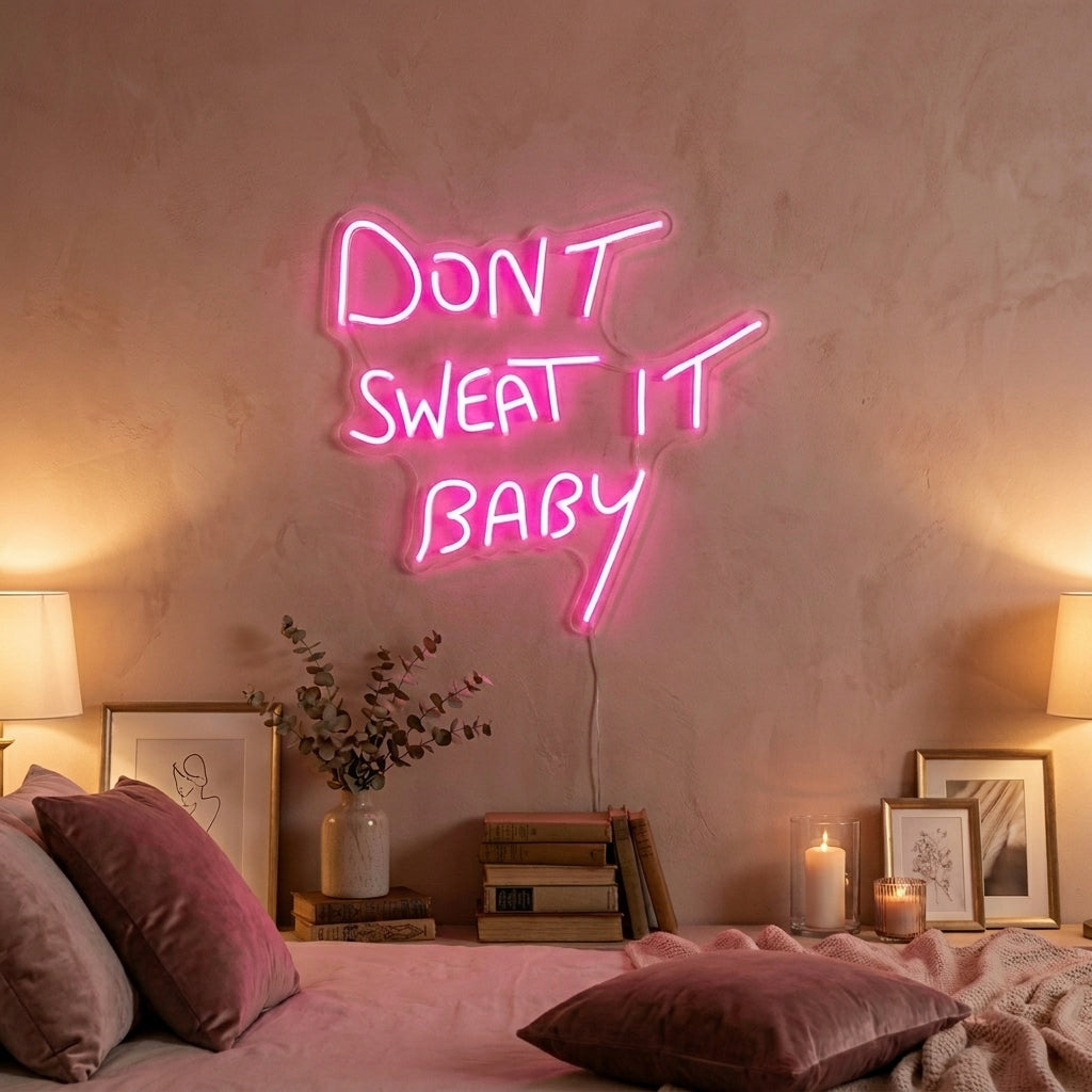 "Dont Sweat it Baby" Neonschrift