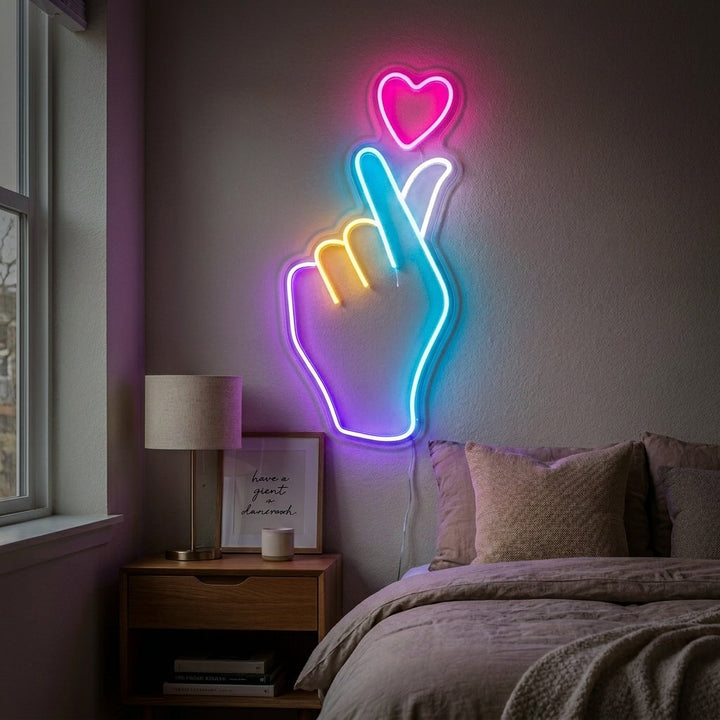 "Hand Herz" Neonschrift