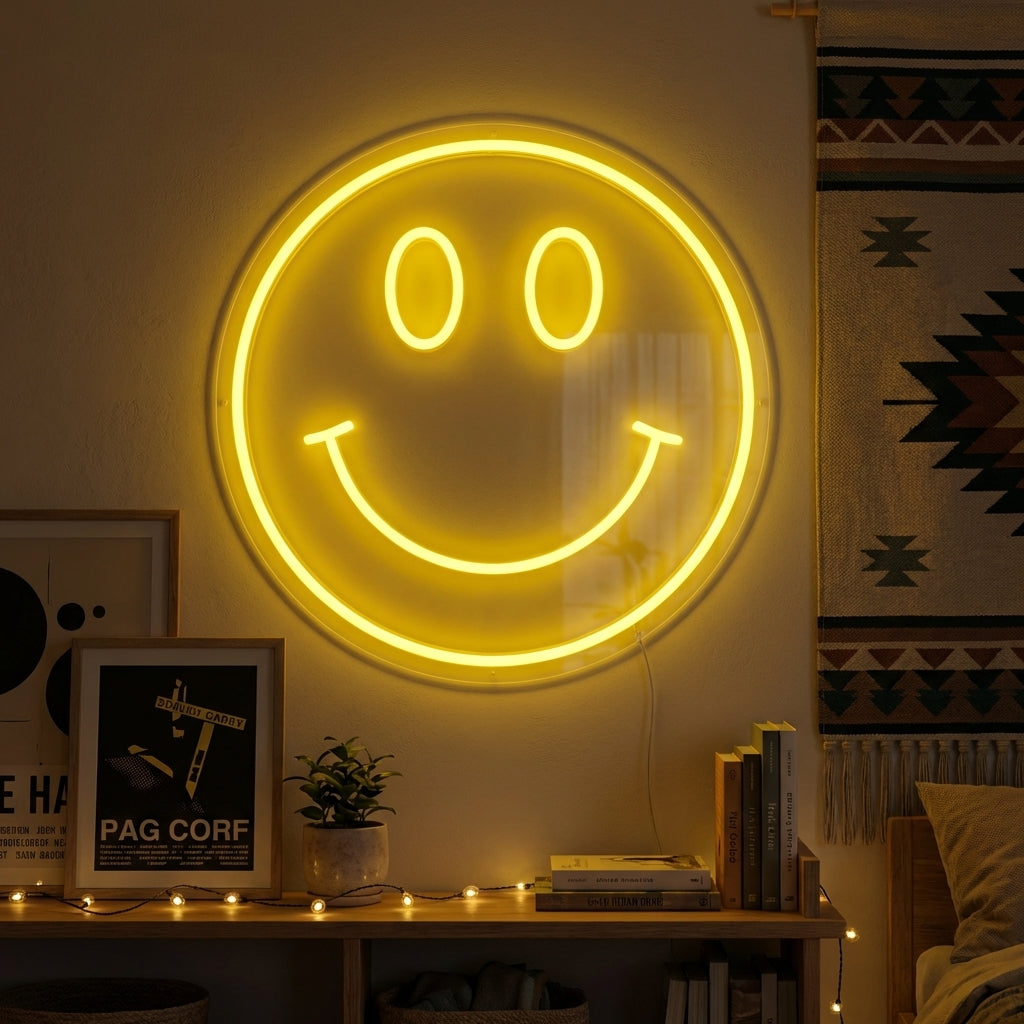 "Element-Symbol Emoji Lächelndes Gesicht" Neonschrift