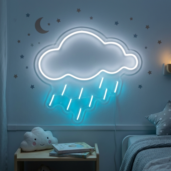 "Element-Symbol Wolke Regen" Neonschrift