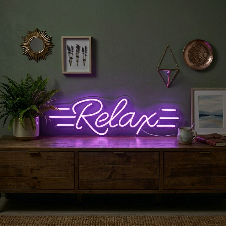 "Relax" Neonschrift