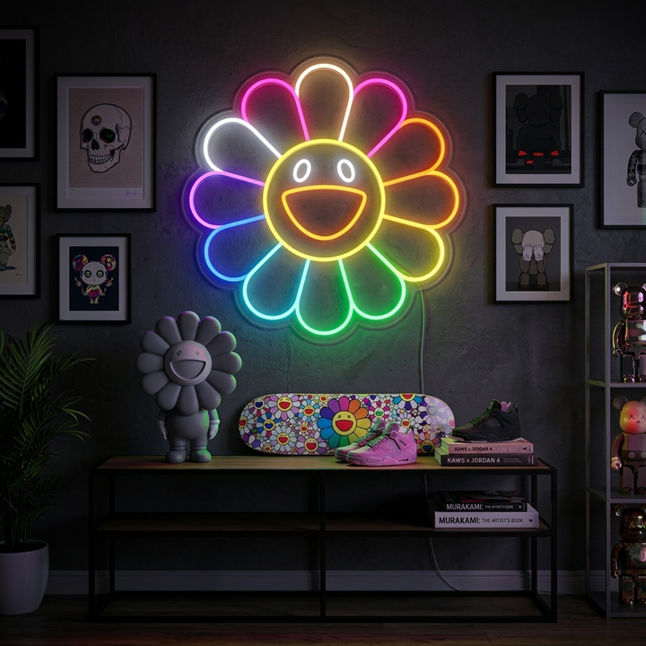 "Regenbogen Blume" Neonschrift