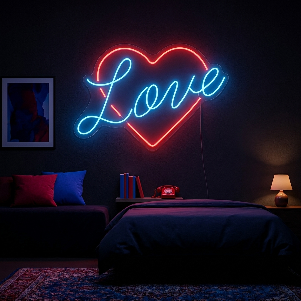 "Liebe Herz" Neonschrift