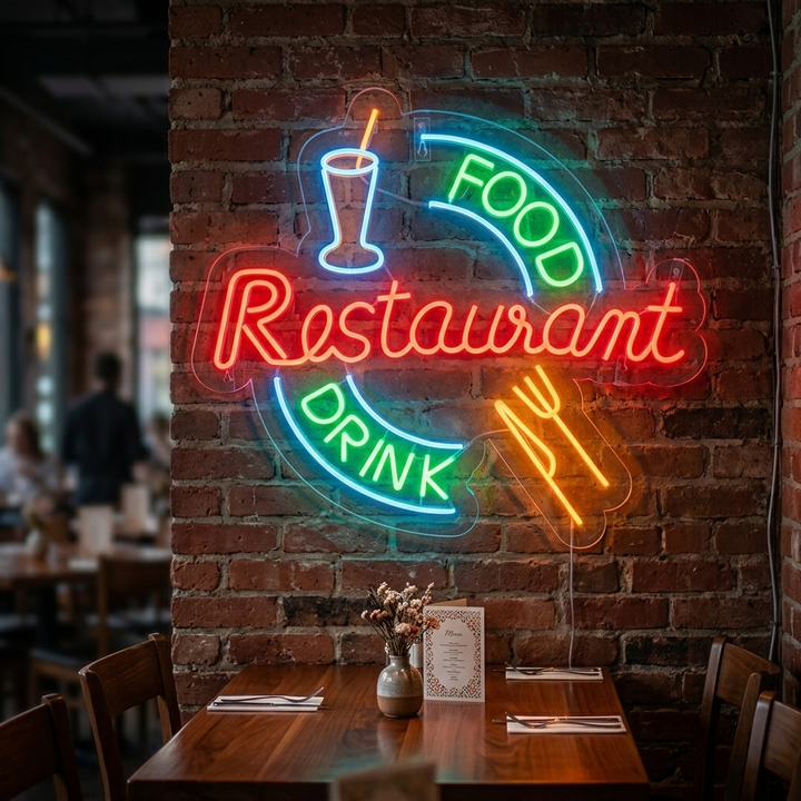 "Food And Drink Restaurant" Neonschrift