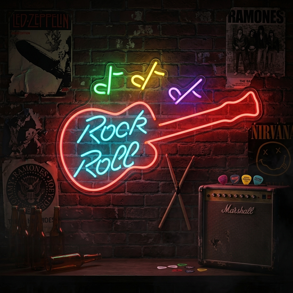 "Rock Roll" Neonschrift