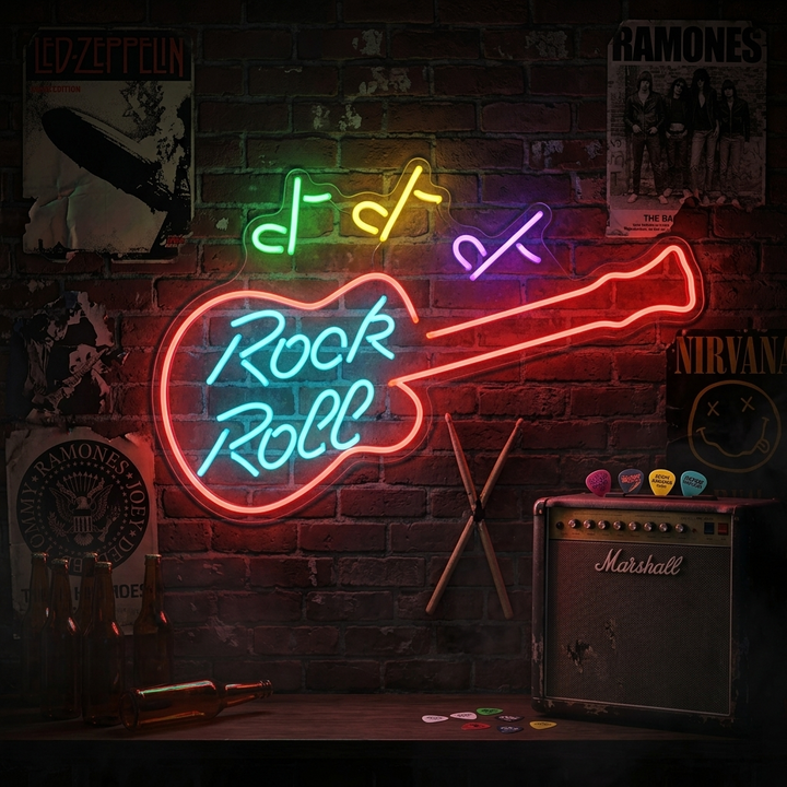 "Rock Roll" Neonschrift