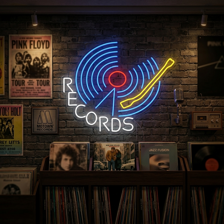 "Records" Neonschrift