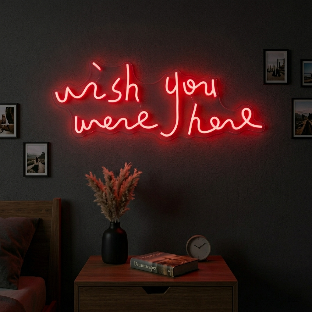 "Wish You Were Here" Neonschrift