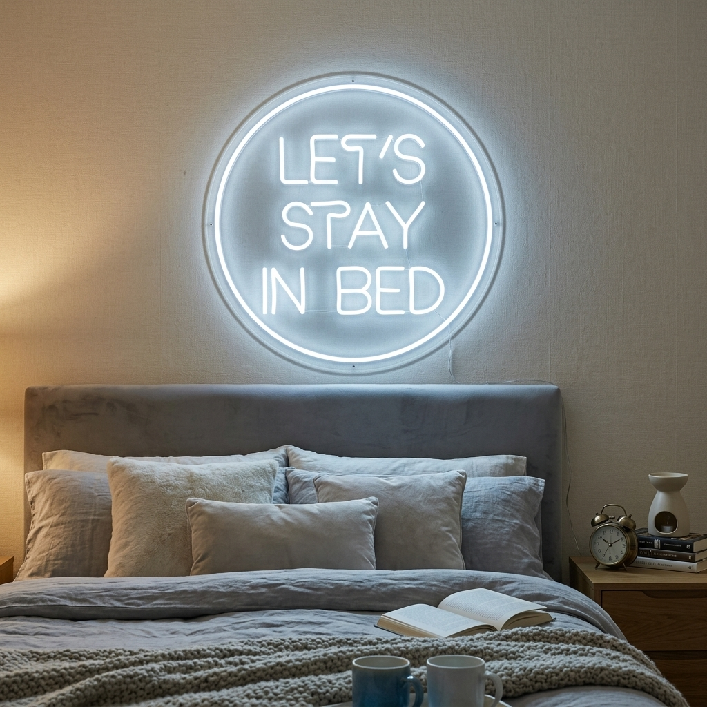 "Lets Stay In Bed" Neonschrift