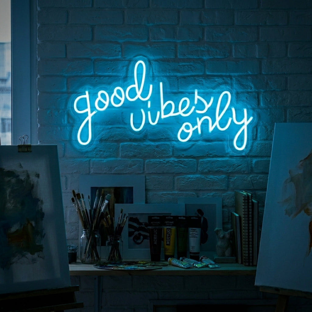 "GOOD VIBES ONLY" Neonschrift