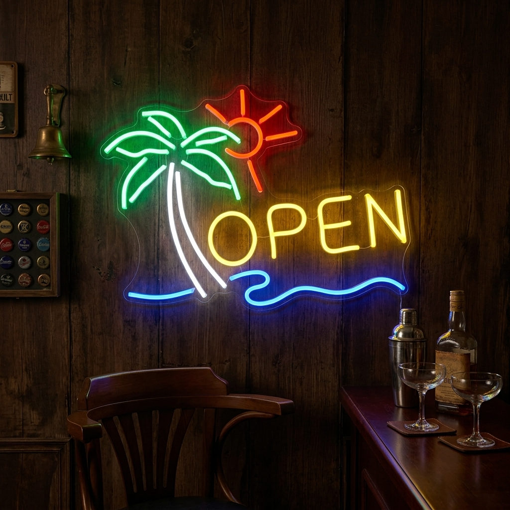 "Open Bar" Neonschrift