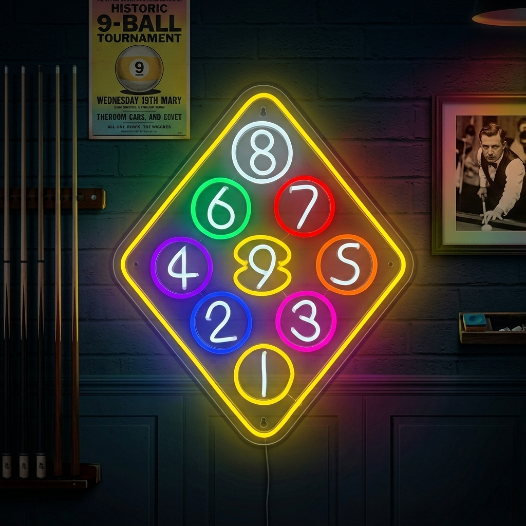 Ball Billiard Rack Pool Neonschrift