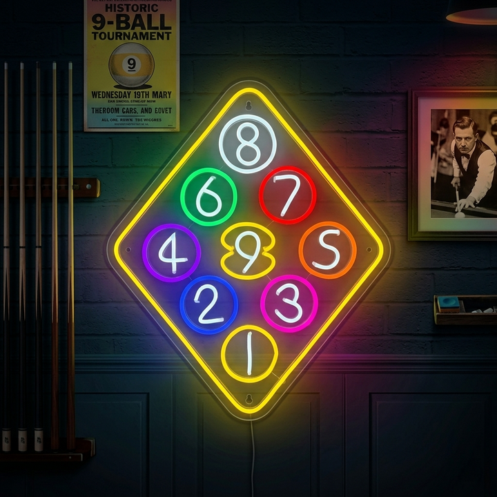 Ball Billiard Rack Pool Neonschrift