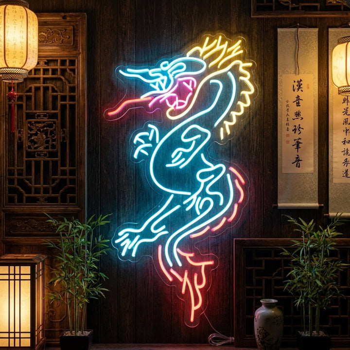 "Drache" Neonschrift