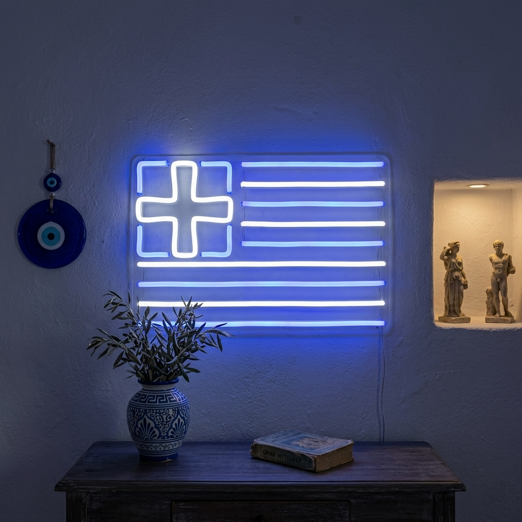 "Flagge Von Griechenland" Neonschrift