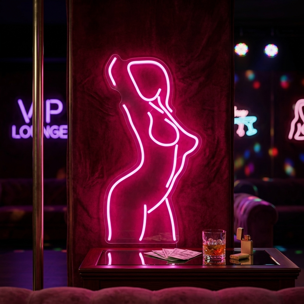 "Frau Dame Rücken Mädchen Körper" Neonschrift