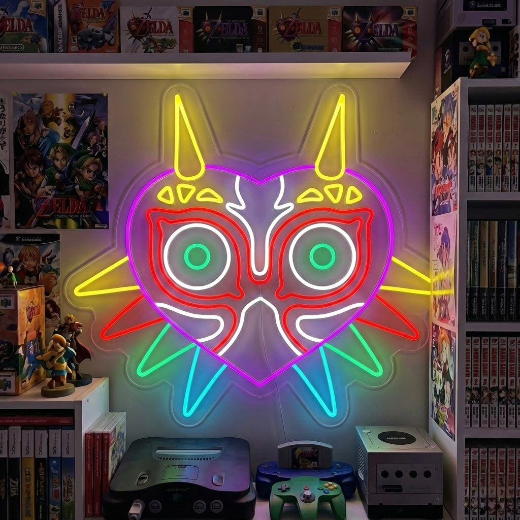 Mystische Maske Symbol Neonschild