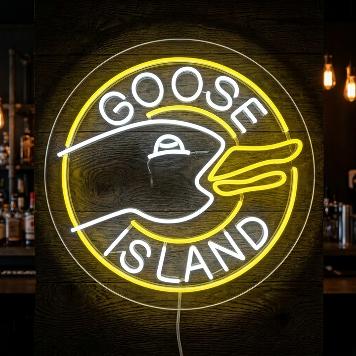 "Goose Island Bierbar" Neonschrift