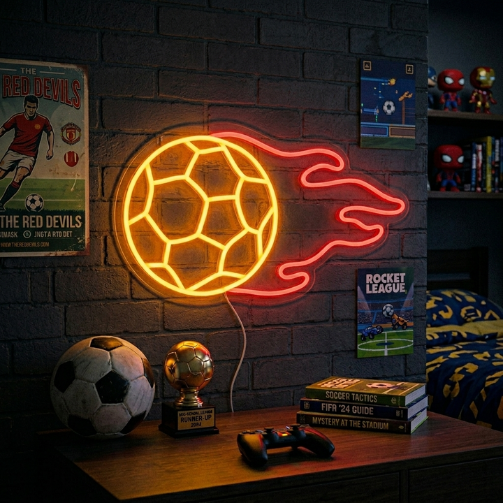 "Fußball Mit Flamme" Neonschrift