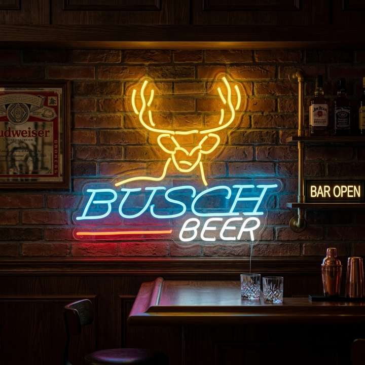 "Hirschkopf Bier & Bar" Neonschrift