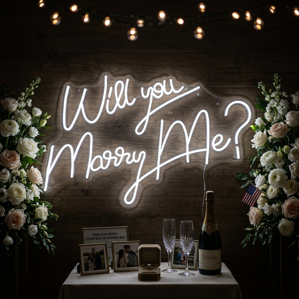 "Will You Marry Me" Neonschrift