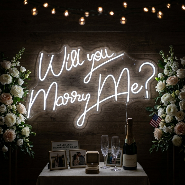 "Will You Marry Me" Neonschrift