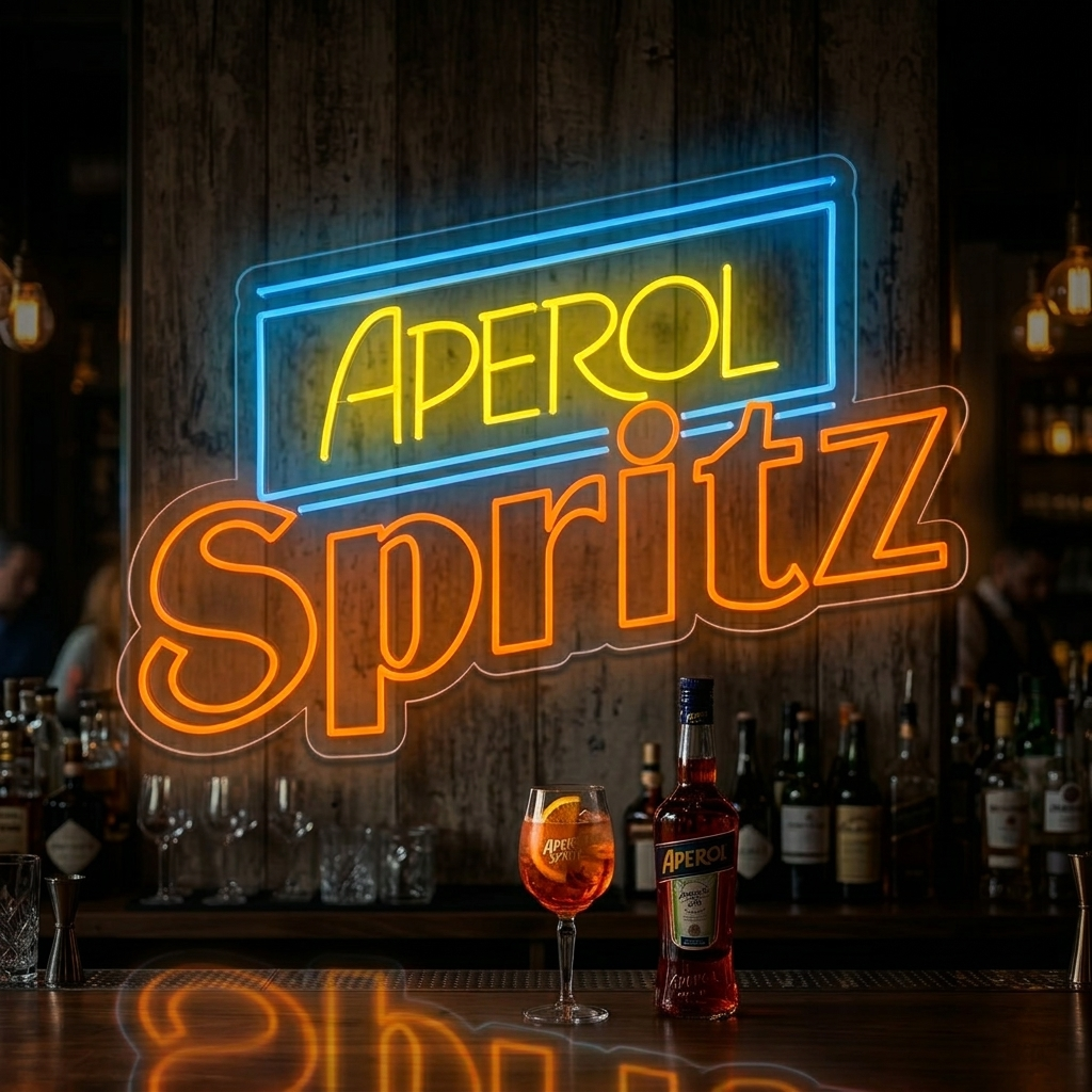 Aperol Spritz Neonschrift, Aperol Spritz Leuchtreklame, Aperol Spritz Leuchtschild