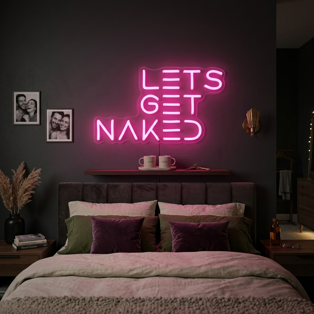 "Let's Get Naked" Neonschrift