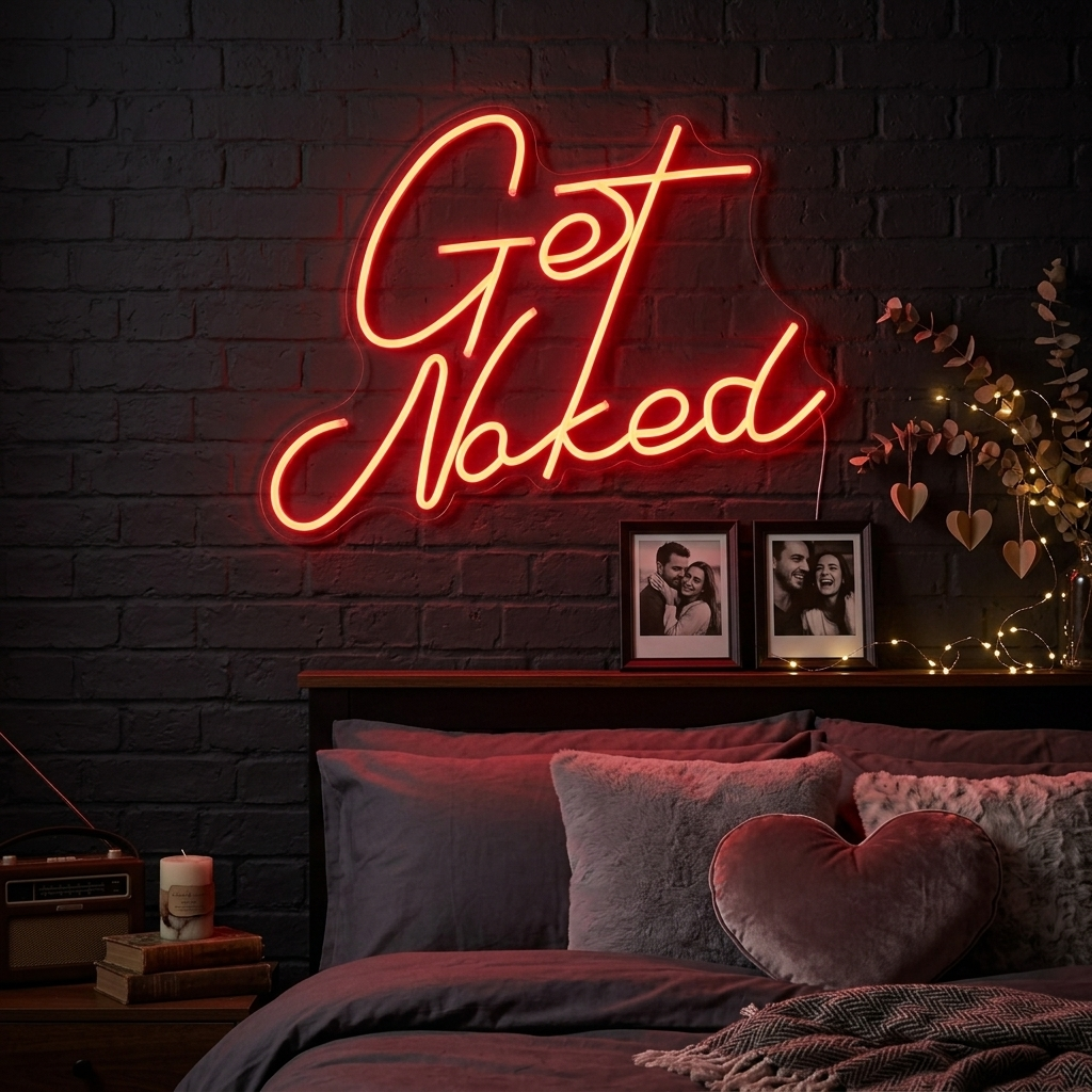 "Get Naked" Neonschrift