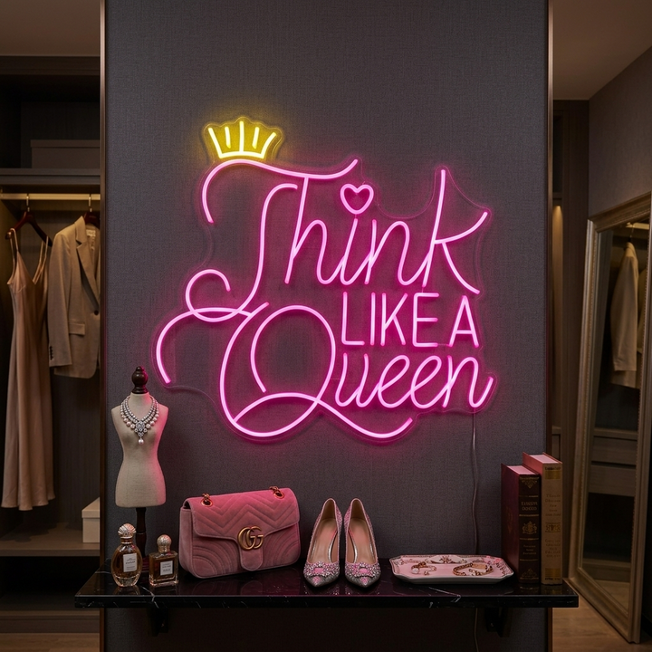 "Think Like A Queen" Neonschrift