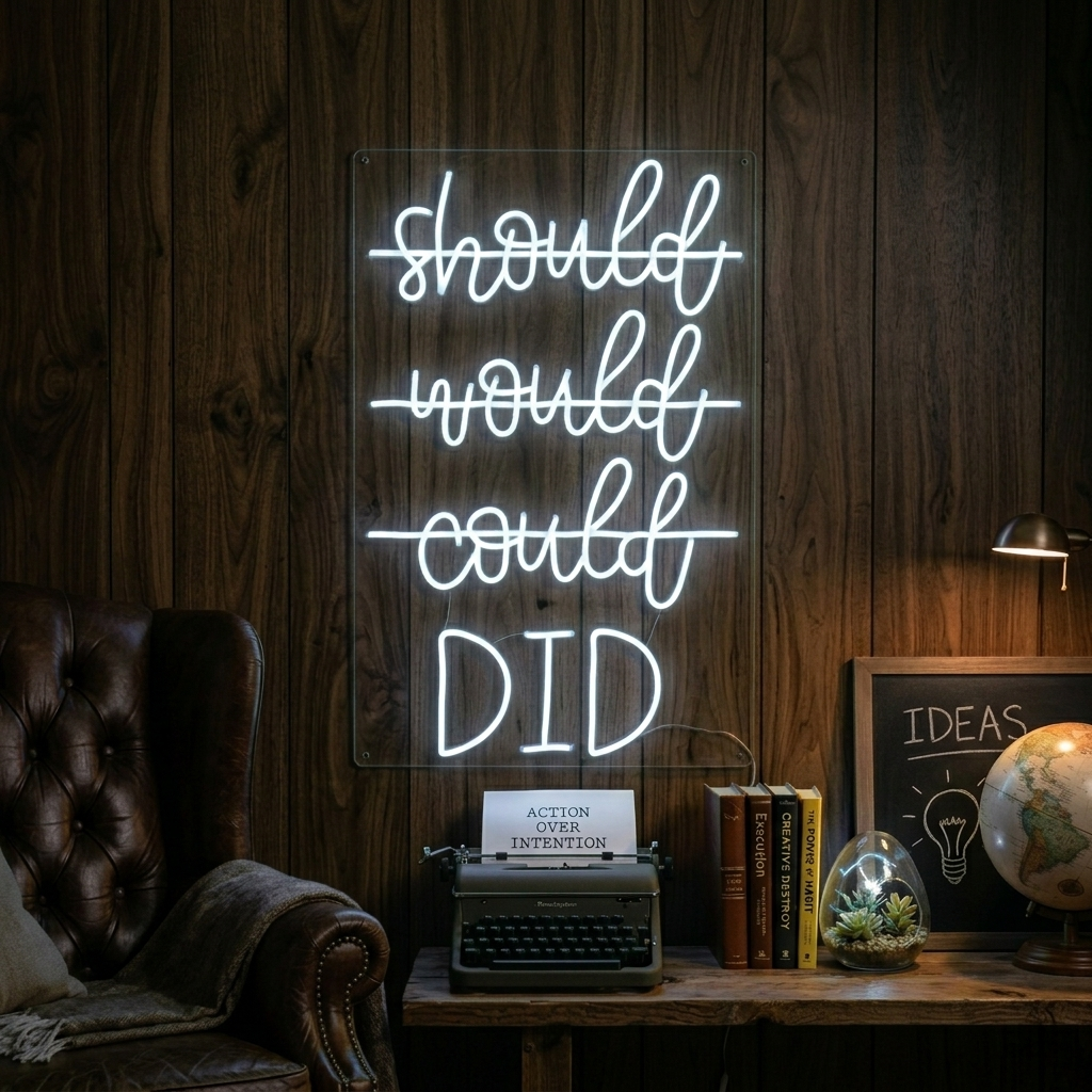"Should Would Could Did" Neonschrift