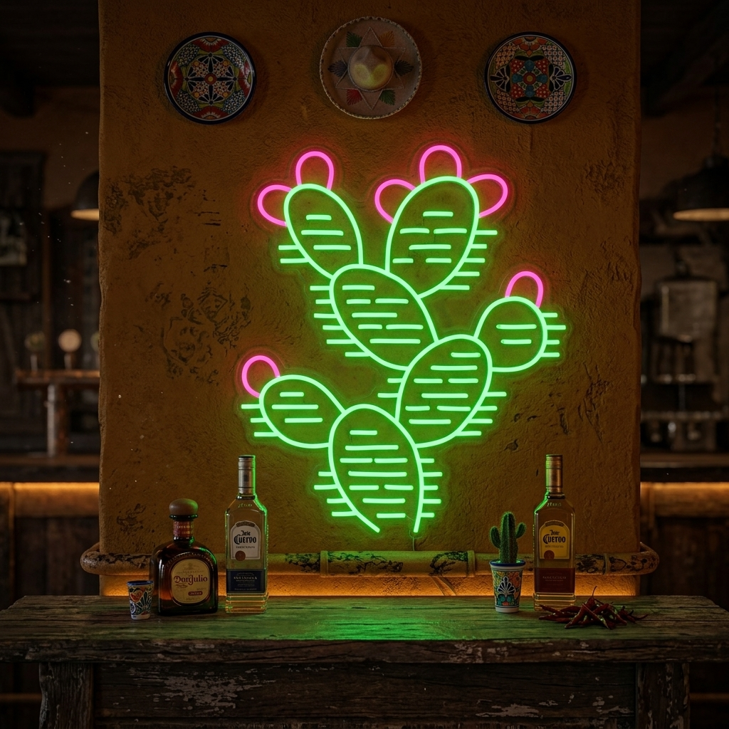 "Kaktus Wüstenpflanzen" Neonschrift