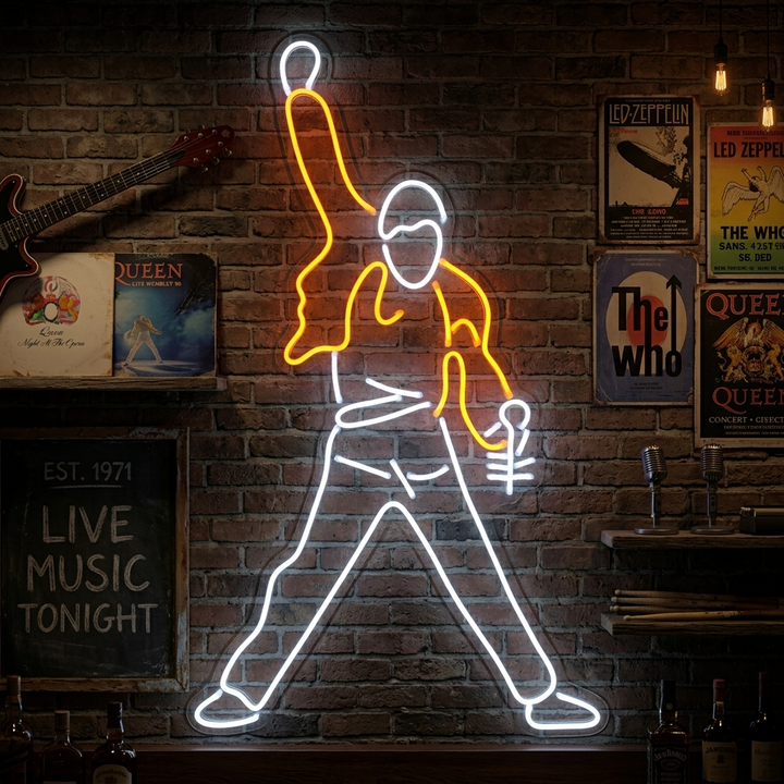 "Singender Mann Kunst Musik" Neonschrift