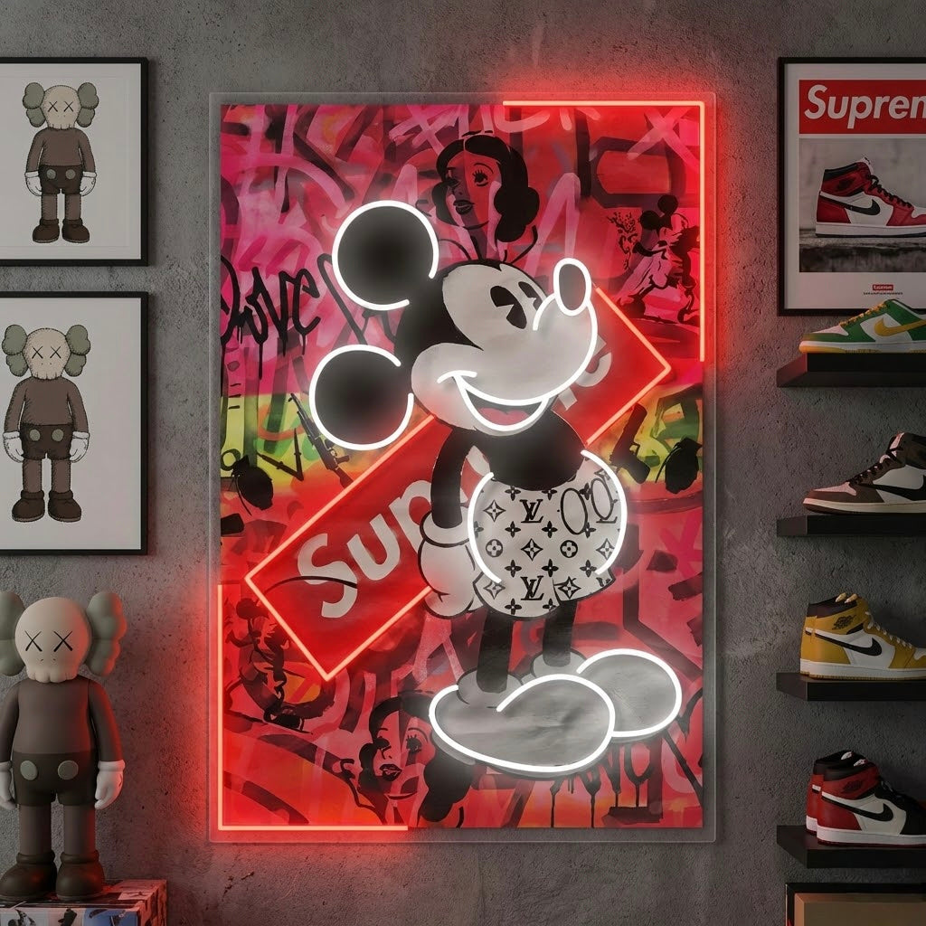Cartoon Maus Pop-Art Motiv Neonschild