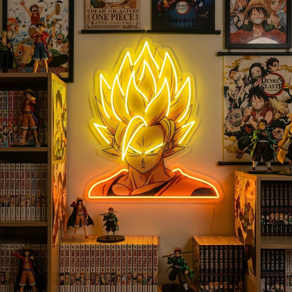Anime Kampfheld Motiv Neonschild