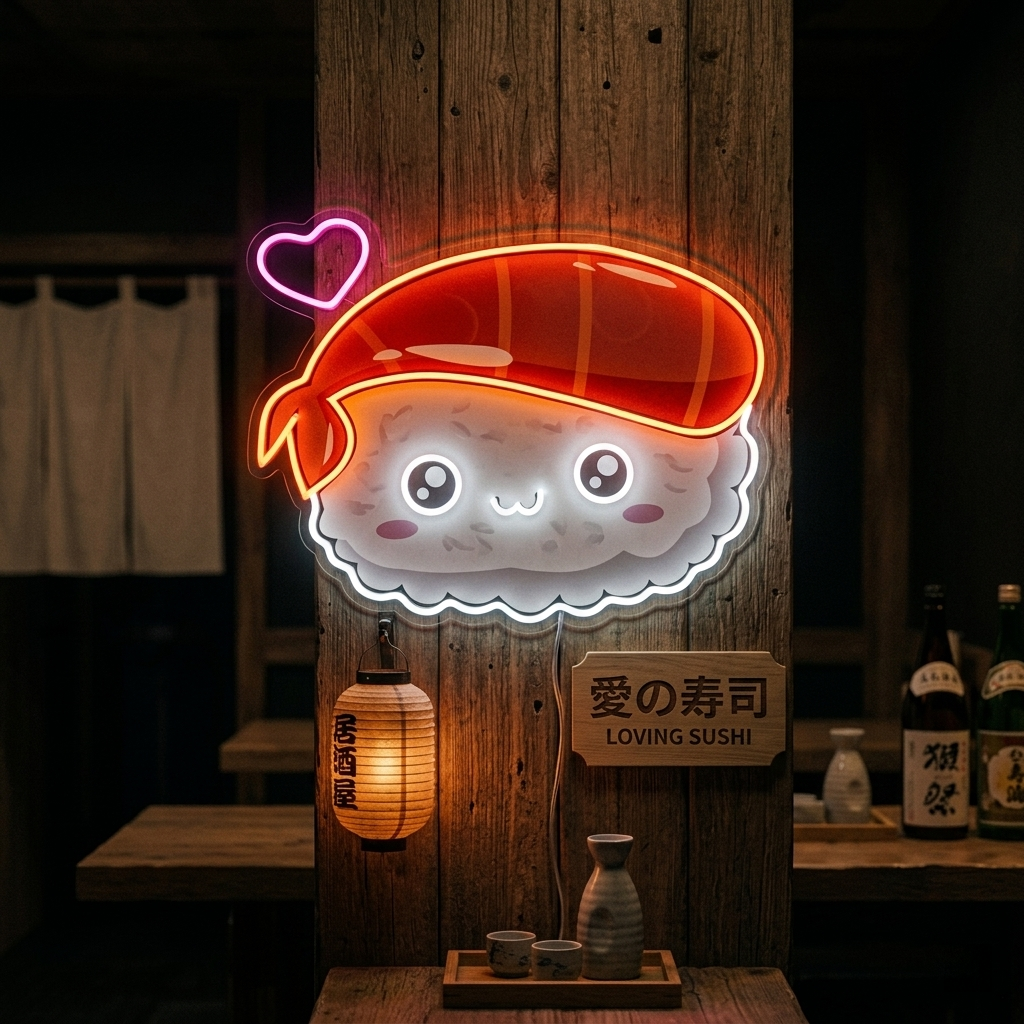 "Kawaii Sushi, japanisches Essen" UV-bedruckt LED-Neonschild