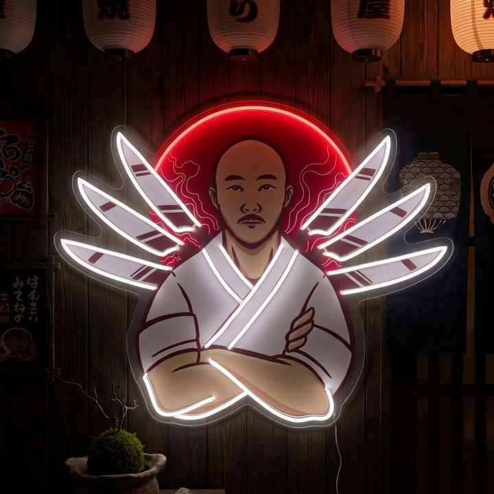 Japanischer Koch Neonschild, Japanische Restaurantdekoration