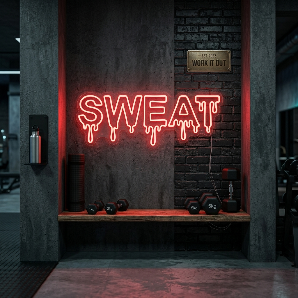 "Sweat" Neonschild, Gym Leuchtreklame, Homegym Deko