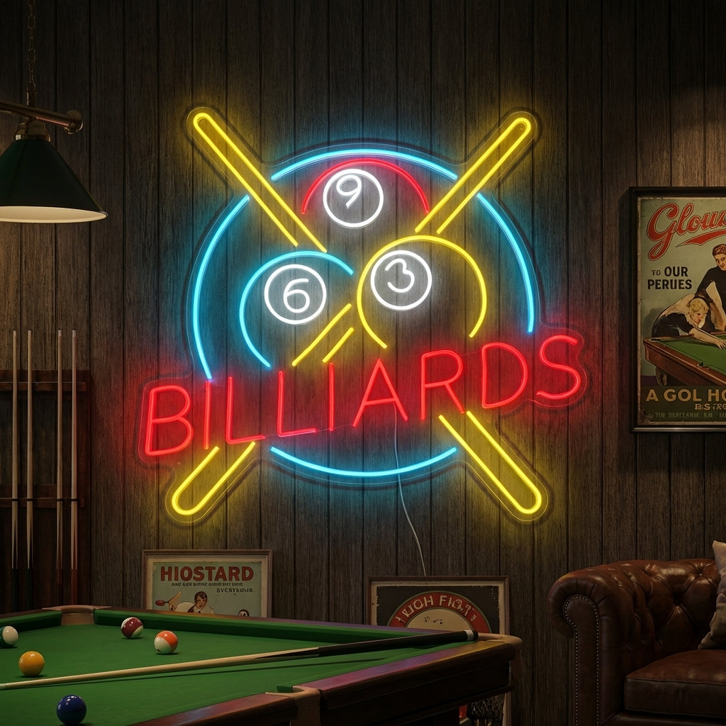 "Billard" Neonschild, Billard Leuchtreklame, Pool Leuchtschild