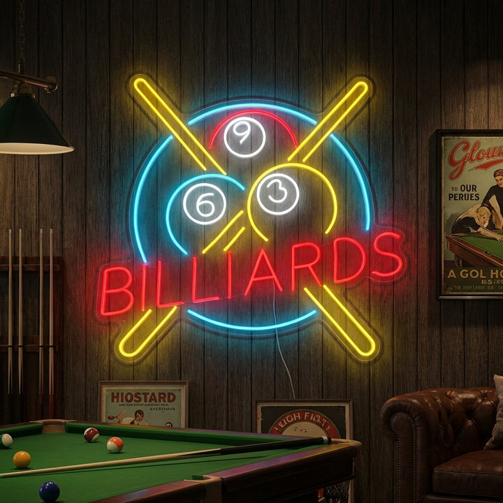 "Billard" Neonschild, Billard Leuchtreklame, Pool Leuchtschild