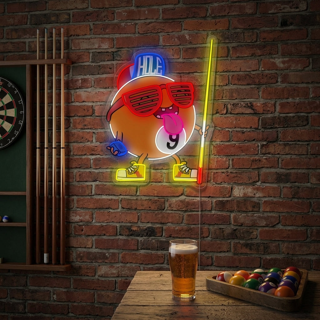 "Billard Neun Ball" Neonschild, Billard Leuchtreklame, Pool Leuchtschild