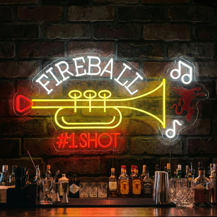 "Fireball #1 Shot Trompete" Neonschild