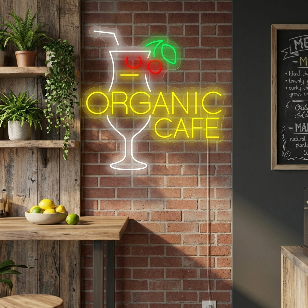 "Organic Cafe" Neonschild
