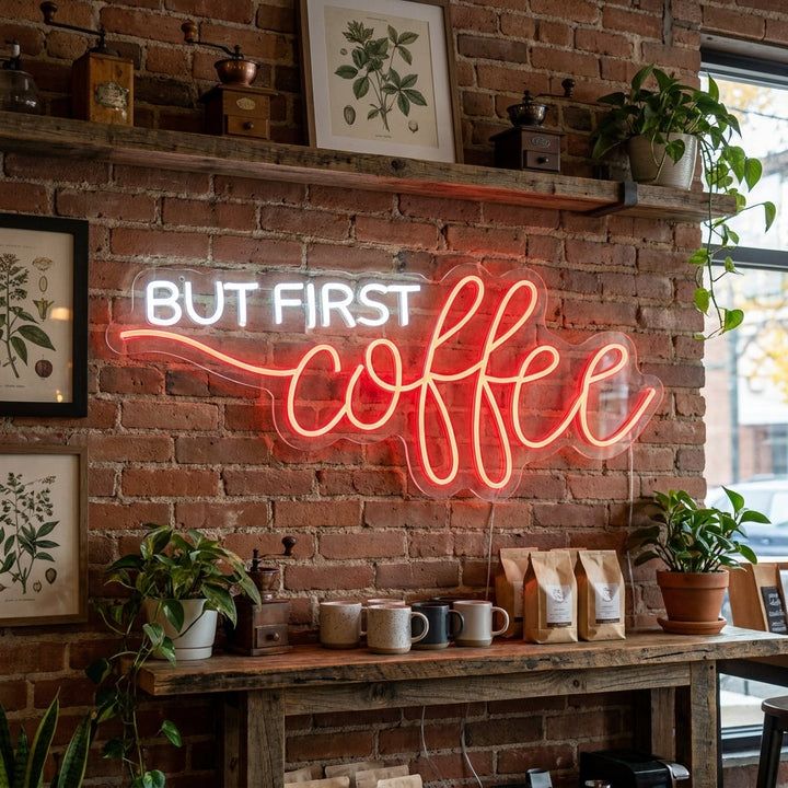 "But First Coffee" Neonschild