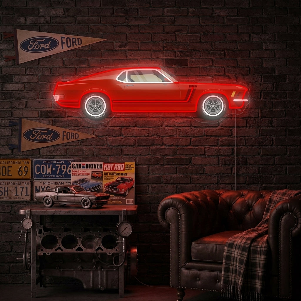 "Amerikanisches Muskelauto" Neonschild