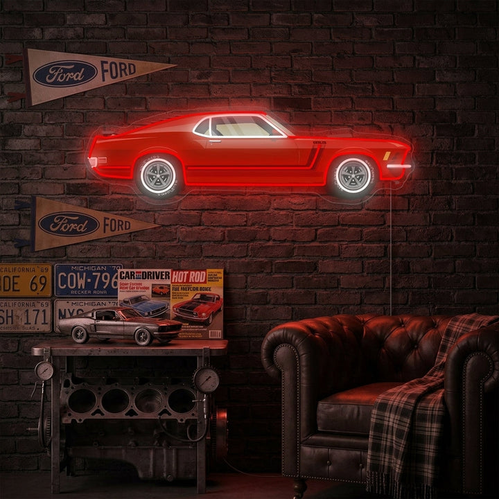 "Amerikanisches Muskelauto" Neonschild